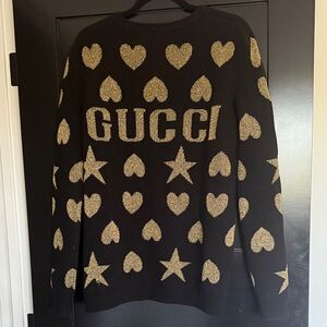 Gucci Black and Gold Heart Star Oversized Sweater